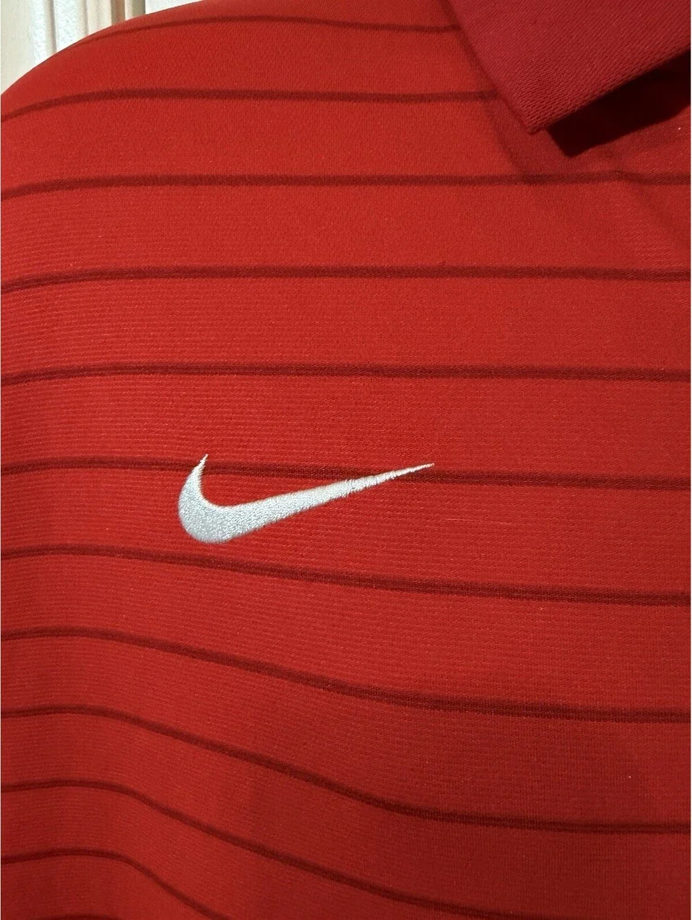 Nike Ohio State Buckeyes Polo Shirt Mens Large Red Black Stripes Embroidered